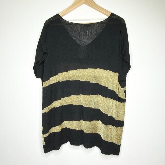 NWT Chicos Jazzy Jessica Pullover Sweater Gold Black Stripe XL Size 3 Lightning - Picture 4 of 12